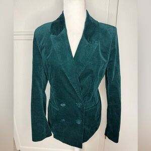 Matilda Jane Good Hart Double-Breasted Velvet dark green Women's Blazer size S